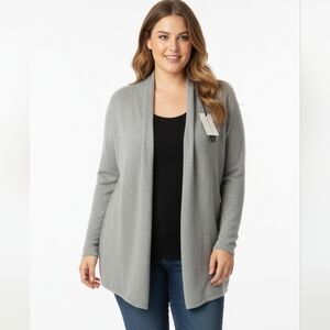 41 Hawthorn Women's Cashmere Gray Open Front Cardigan NWT 3X